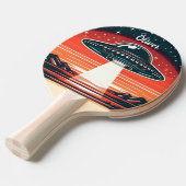 ufo bij rode zonsondergang gepersonaliseerd tafeltennisbatje (Voorkant Gekanteld)