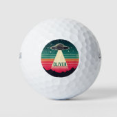 ufo bij zonsondergang gepersonaliseerd golfballen (Voorkant)