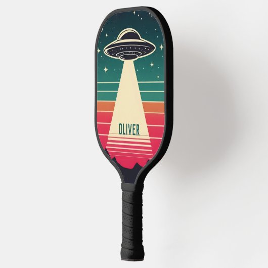  ufo bij zonsondergang gepersonaliseerd pickleball paddle (Links)