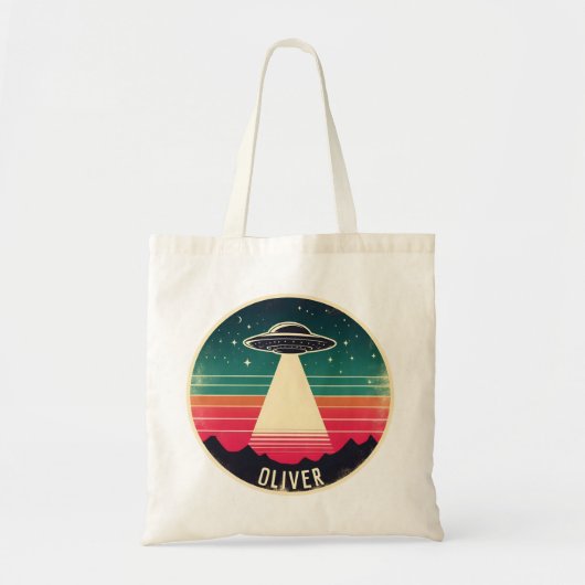  ufo bij zonsondergang gepersonaliseerd tote bag (Voorkant)