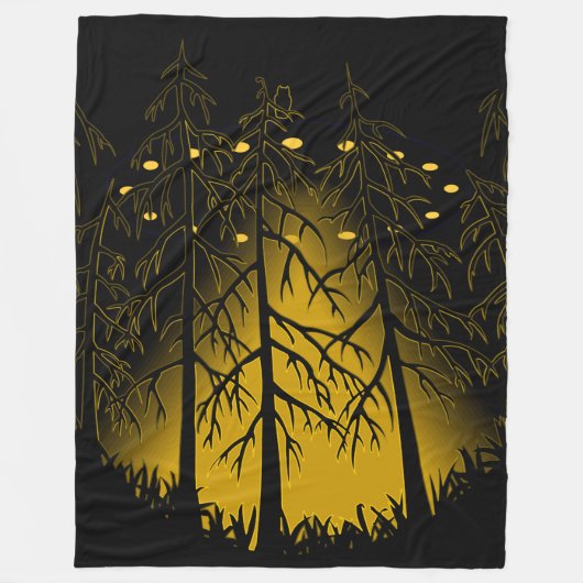 UFO Blanket Cool UFO w. Owl Art Fleece Blanket (Voorkant)