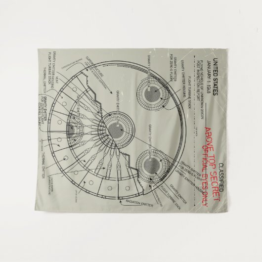 UFO-blauwdruk Wandkleed (Voorkant (horizontaal))