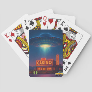 UFO boven speelkaarten van casino