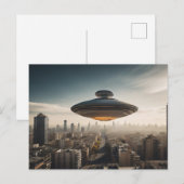 UFO boven stad Briefkaart (Voorkant / Achterkant)