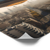 UFO boven stad Poster (Hoek)