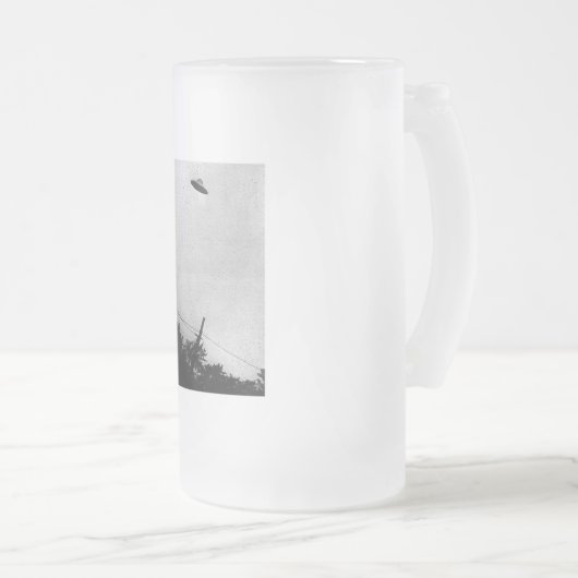 UFO Buitenaards Buitenaards Ruimteschip Top Secret Matglas Bierpul (Voorkant rechts)