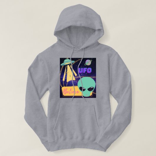 ufo, buitenaards geloof hoodie (Design voorkant)