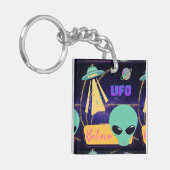 ufo, buitenaards geloof sleutelhanger (Voorkant Links)