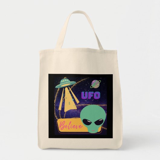ufo, buitenaards geloof tote bag (Voorkant)