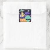 ufo, buitenaards geloof vierkante sticker (Tas)