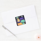 ufo, buitenaards geloof vierkante sticker (Envelop)