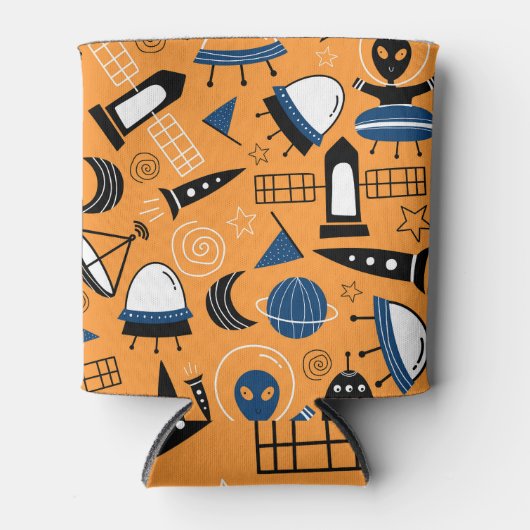 UFO buitenaards, ruimteschepen, kinder motief Blikjeskoeler (Voorkant)