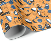 UFO buitenaards, ruimteschepen, kinder motief Cadeaupapier (Rol Hoek)