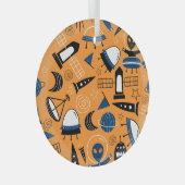 UFO buitenaards, ruimteschepen, kinder motief Glas Ornament (Voorkant Rechts)