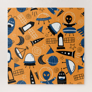 UFO buitenaards, ruimteschepen, kinder motief Legpuzzel