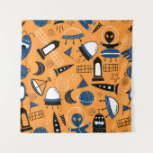 UFO buitenaards, ruimteschepen, kinder motief Wandkleed (Voorkant)