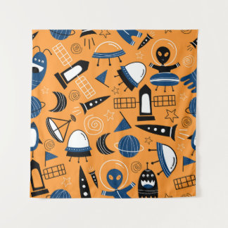 UFO buitenaards, ruimteschepen, kinder motief Wandkleed