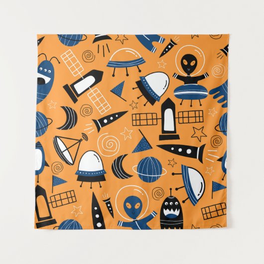 UFO buitenaards, ruimteschepen, kinder motief Wandkleed (Voorkant)