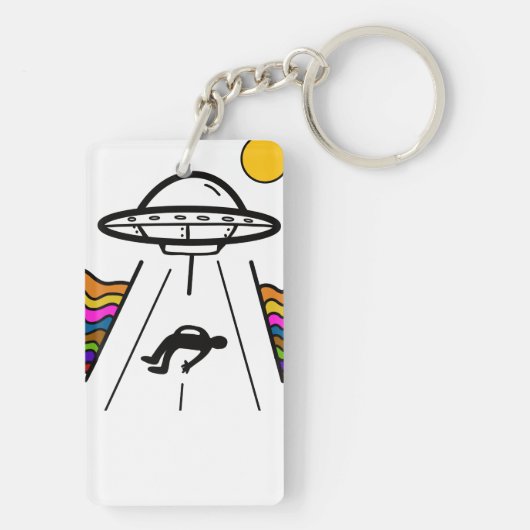 UFO buitenaards ruimteschip ontvoerd Sleutelhanger (achterkant)