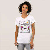 UFO buitenaards ruimteschip ontvoerd T-shirt (Voorkant volledig)