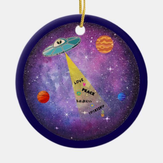 UFO Buitenaards ruimteschip sterrenmensen Keramisch Ornament (Voorkant)