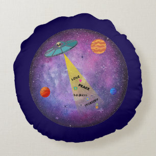 UFO Buitenaards ruimteschip sterrenmensen Rond Kussen