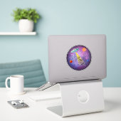 UFO Buitenaards ruimteschip sterrenmensen Sticker (Laptop op bureau)
