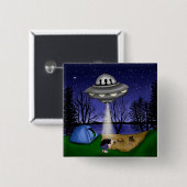 UFO buitenaardse afvoerbuizen Vierkante Button 5,1 Cm (Voorkant /achterkant)