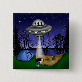 UFO buitenaardse afvoerbuizen Vierkante Button 5,1 Cm