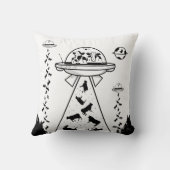 UFO buitenaardse koe ontvoering Kussen (Achterkant)