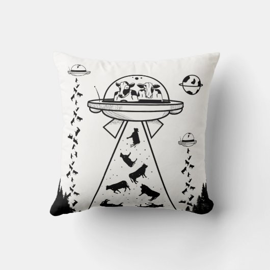 UFO buitenaardse koe ontvoering Kussen (Achterkant)