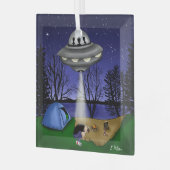 UFO Buitenaardse Ontvoering Alien  Glas Ornament (Voorkant links)