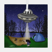 UFO Buitenaardse Ontvoering Alien  Glas Ornament (Achterkant)