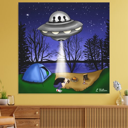 UFO-buitenaardse ontvoering buitenaardse kunst Canvas Afdruk (Insitu (Woonkamer))