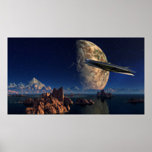 UFO- Buitenwereld - SciFi-landschap Poster