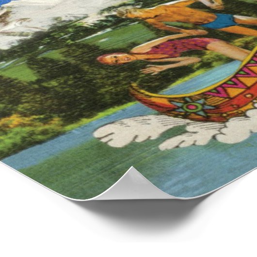 UFO Canoe Trip Mountains Surreal Collage Poster (Hoek)
