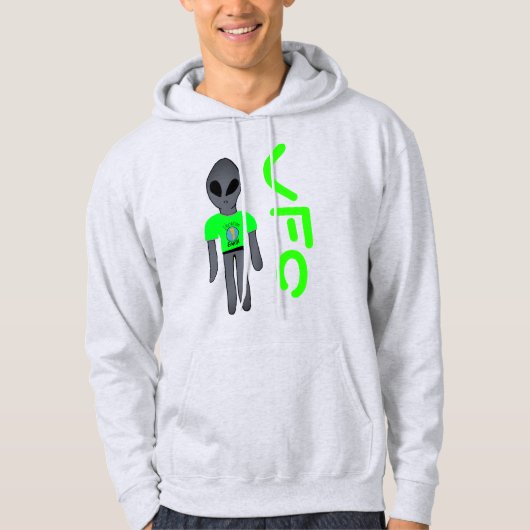 ufo cartoon grijze alien hoodie (Voorkant)