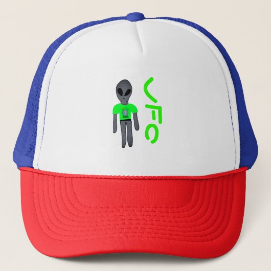 ufo cartoon grijze alien trucker pet (Voorkant)