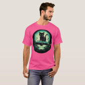 UFO Cat met fluorescerend groen T-shirt (Voorkant volledig)