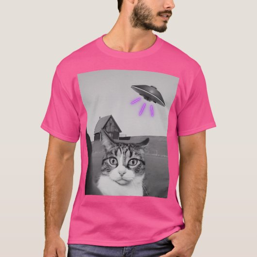Ufo Cat Selfie T-shirt (Voorkant)