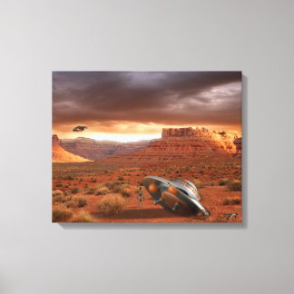 UFO Crash in de woestijn met Alien Fatality Canvas