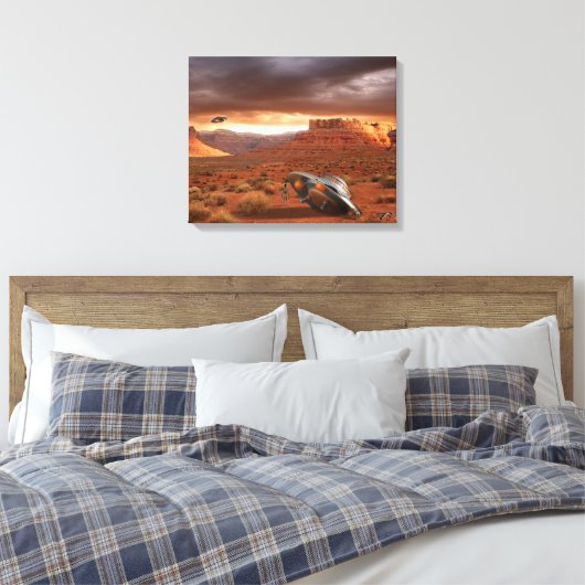 UFO Crash in de woestijn met Alien Fatality Canvas (Insitu (Slaapkamer))
