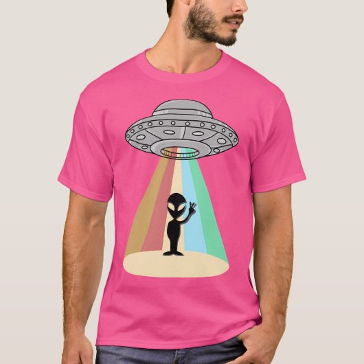 Ufo daalt af naar aarde t-shirt (Voorkant)