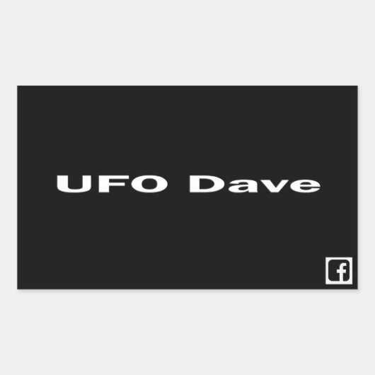 UFO Dave rechthoekige sticker met facebook logo (Voorkant)