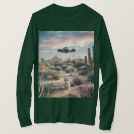 UFO Desert Cactussen Bloemen T-shirt