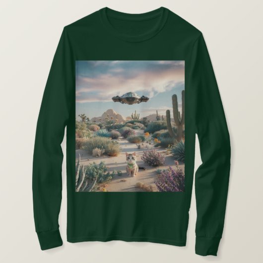 UFO Desert Cactussen Bloemen T-shirt (Design voorkant)