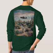 UFO Desert Cactussen Bloemen T-shirt (Achterkant)