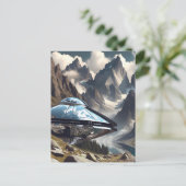 UFO die landde in de bergen Reflectie Briefkaart (Staand voorkant)