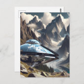 UFO die landde in de bergen Reflectie Briefkaart (Voorkant / Achterkant)