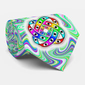 UFO die over een groene wervelwereld vliegen Stropdas (Opgerold)